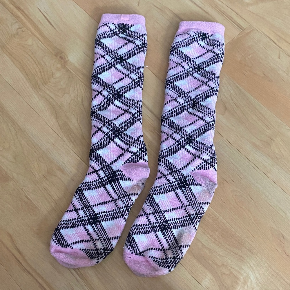 Pink and Black Geometric Women's Socks